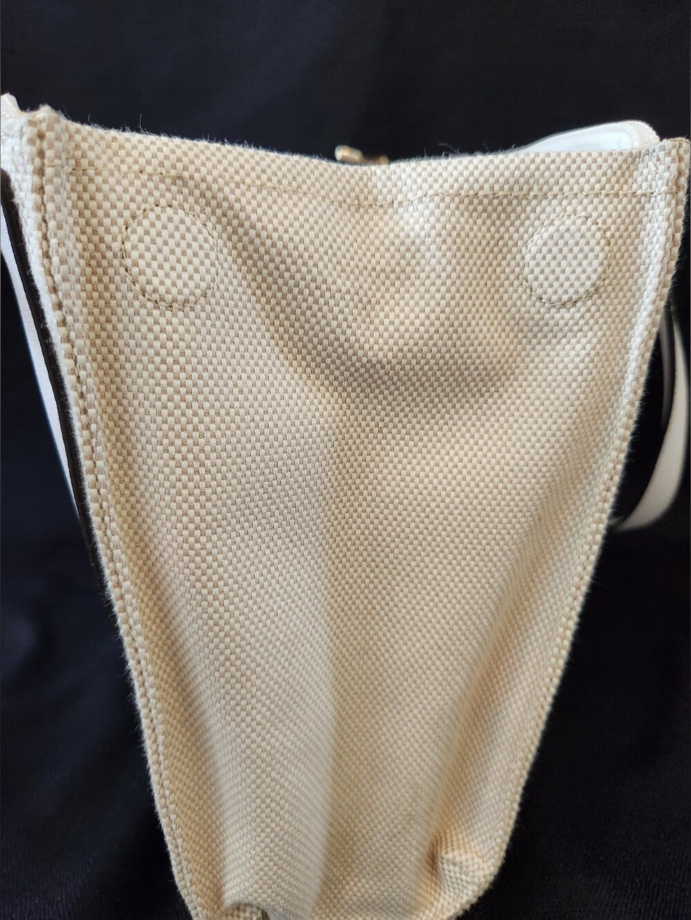 Antonio Melani White Leather Canvas Tote Bag Shoulder Purse Multi Pocket - Picture 12 of 16